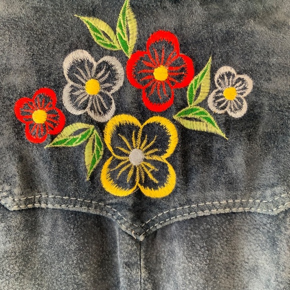 RARE VINTAGE LEATHER! Pioneer Wear Vintage Suede Jacket Embroidered Size LG - Picture 11 of 16
